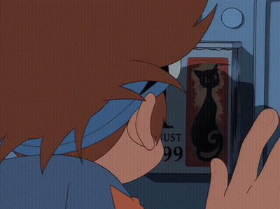 A Cartoon Character With A Sign That Says August 1999 On It GIF