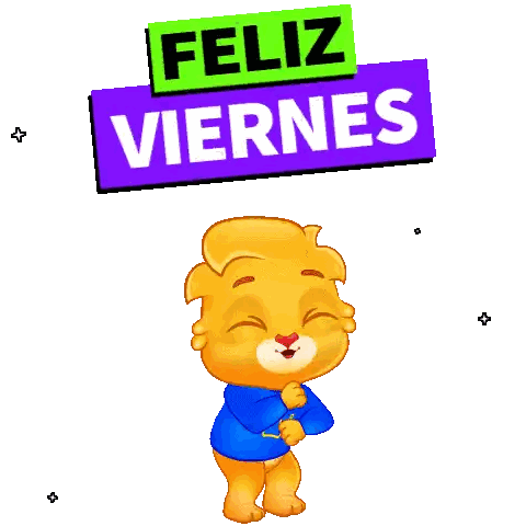 A Cartoon Character With A Sign That Says " Feliz Viernes " On It Sticker