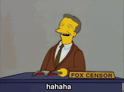 A Cartoon Character With A Sign That Says Fox Censorship On It GIF