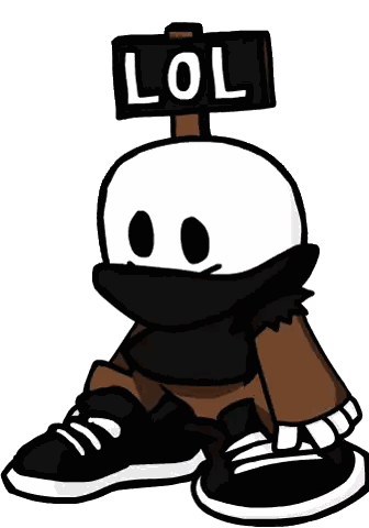 A Cartoon Character With A Sign That Says Lol On It Sticker