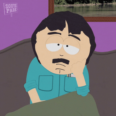 A Cartoon Character With A Sign That Says South Park On It GIF