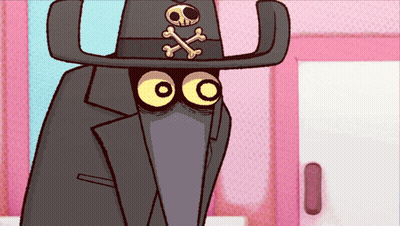 A Cartoon Character With A Skull And Crossbones Hat GIF