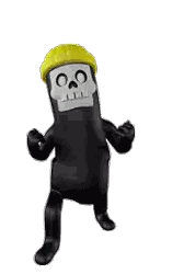A Cartoon Character With A Skull On His Face And A Yellow Hat . Sticker