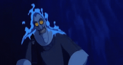 A Cartoon Character With A Skull On His Head And A Blue Fire Coming Out Of His Head . GIF