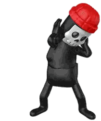 A Cartoon Character With A Skull On His Head And A Red Hat Sticker