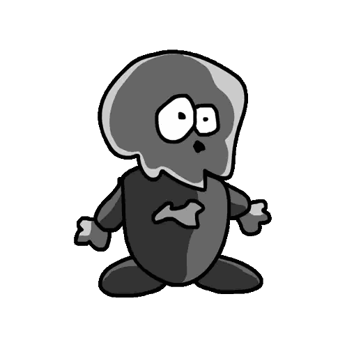 A Cartoon Character With A Skull On His Head And Bones On His Arms Sticker