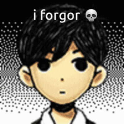 A Cartoon Character With A Skull On His Head And The Words `` I Forgor '' Written Above Him . GIF