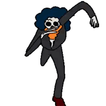 A Cartoon Character With A Skull On His Head Is Running Sticker