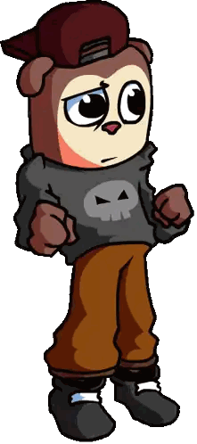 A Cartoon Character With A Skull On His Sweater Sticker