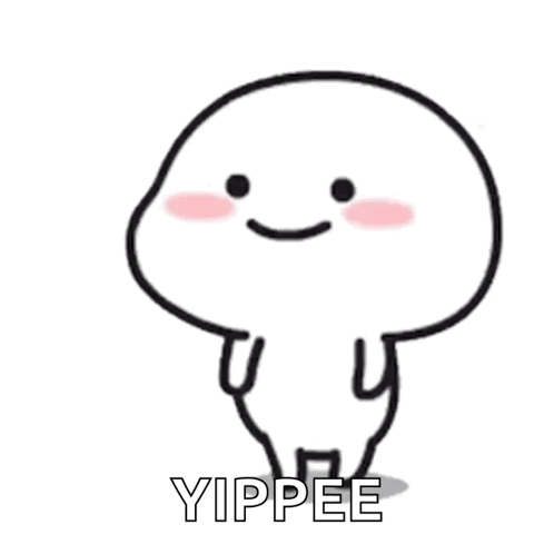 A Cartoon Character With A Smile On His Face And The Words Yippee Written On It . GIF