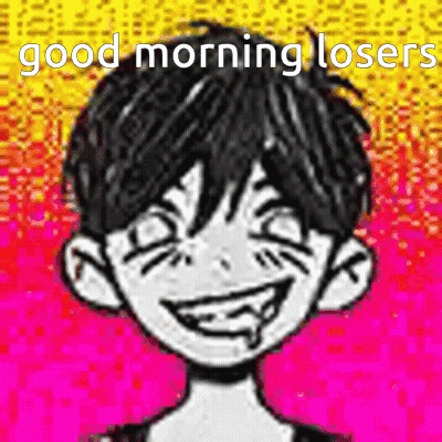 A Cartoon Character With A Smiley Face And The Words `` Good Morning Losers '' . GIF