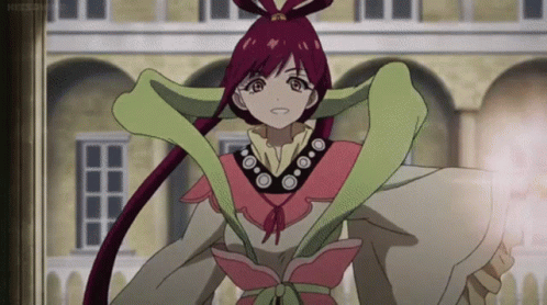 A Cartoon Character With A Snake Around Her Neck Is Standing In Front Of An Archway GIF