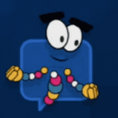 A Cartoon Character With A Speech Bubble Behind It GIF