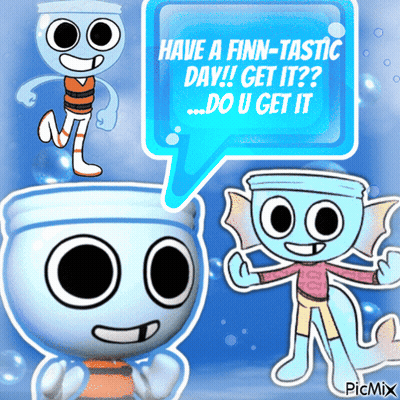 A Cartoon Character With A Speech Bubble Saying Have A Finn-Tastic Day GIF