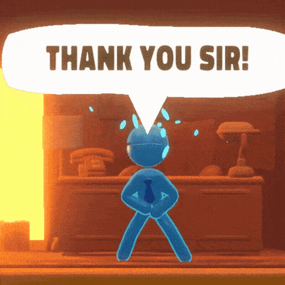 A Cartoon Character With A Speech Bubble Saying Thank You Sir GIF