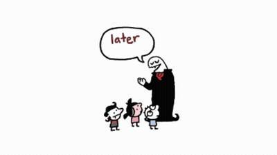 A Cartoon Character With A Speech Bubble That Says ' Later Losers ' GIF