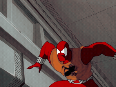 A Cartoon Character With A Spider On His Shirt GIF
