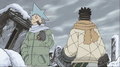 A Cartoon Character With A Star On His Head Is Standing Next To Another Character In The Snow GIF