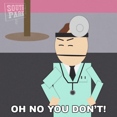 A Cartoon Character With A Stethoscope Around His Neck Says Oh No You Don T GIF