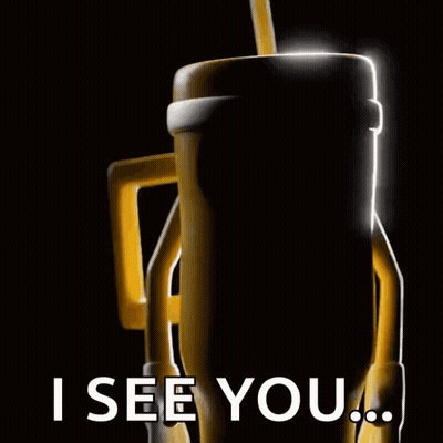 A Cartoon Character With A Straw And The Words I See You GIF