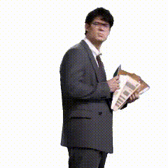A Cartoon Character With A Striped Shirt And A Red Cape GIF