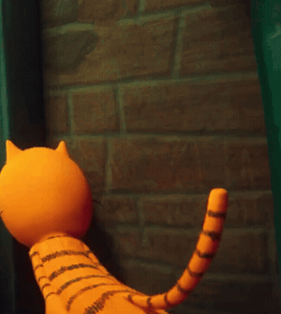 A Cartoon Character With A Striped Shirt And Orange Striped Arms And Legs GIF
