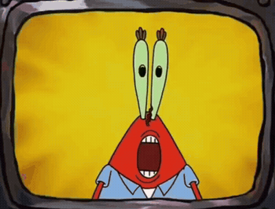 A Cartoon Character With A Surprised Look On His Face Is On A Yellow Background GIF