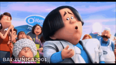 A Cartoon Character With A Surprised Look On His Face Is Standing In Front Of A Crowd Of People GIF