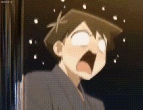 A Cartoon Character With A Surprised Look On His Face Is Standing In Front Of A Window . GIF