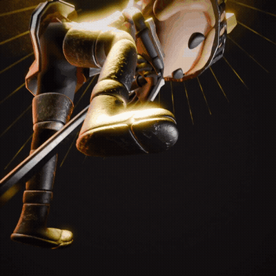 A Cartoon Character With A Sword And A Helmet GIF
