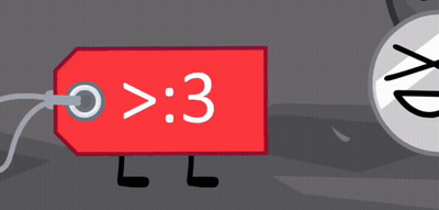 A Cartoon Character With A Tag That Says > 3 On It GIF