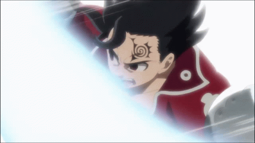 A Cartoon Character With A Tattoo On His Face Is Holding A Sword In His Hand . GIF