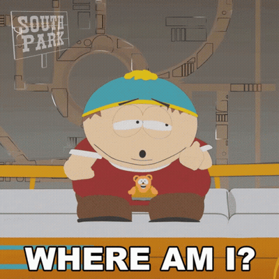 A Cartoon Character With A Teddy Bear On His Shirt Says " Where Am I " GIF