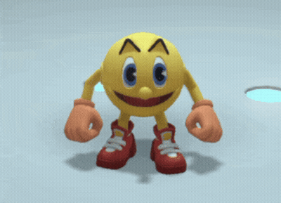 A Cartoon Character With A Tongue Sticking Out Is Wearing Red Shoes GIF