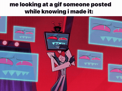 A Cartoon Character With A Tv Head And A Caption That Says Me Looking At A Gif