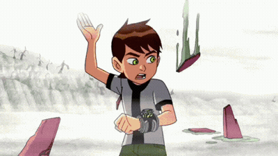 A Cartoon Character With A Watch On His Wrist That Says Ben 10 GIF