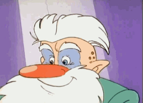 A Cartoon Character With A White Beard And A Blue Eye GIF