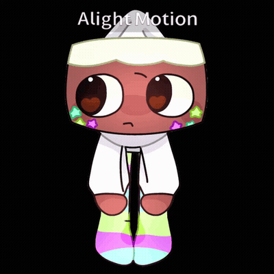 a cartoon character with a white hat and colorful socks is titled alight motion