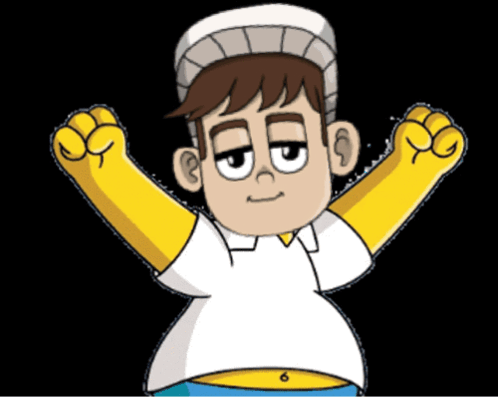A Cartoon Character With A White Hat And Yellow Sleeves GIF