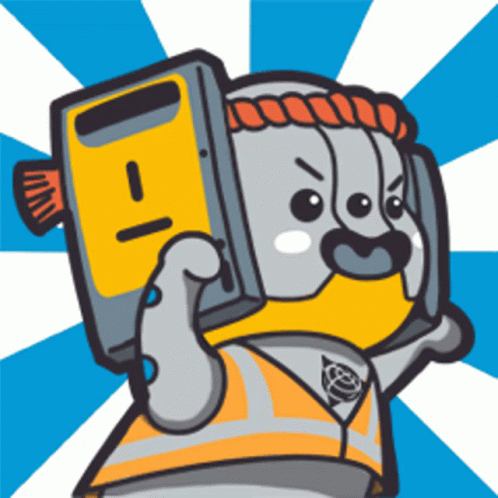 A Cartoon Character With A Yellow Box On His Head With The Letter L On It GIF