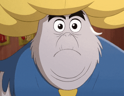 A Cartoon Character With A Yellow Hat On His Head GIF
