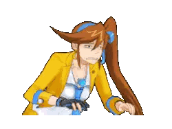 A Cartoon Character With A Yellow Jacket And Blue Gloves Sticker
