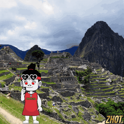 A Cartoon Character With A Zhotcita Shirt On Stands In Front Of A Mountain GIF