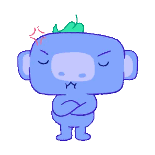 A Cartoon Character With An Angry Face And A Green Leaf On His Head Sticker