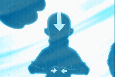 A Cartoon Character With An Arrow Pointing Up And Down On His Head GIF