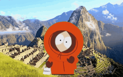 A Cartoon Character With An Orange Hood Stands In Front Of A Mountain GIF