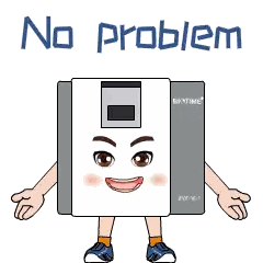 A Cartoon Character With Arms And Legs Is Standing In Front Of A Sign That Says " No Problem " Sticker