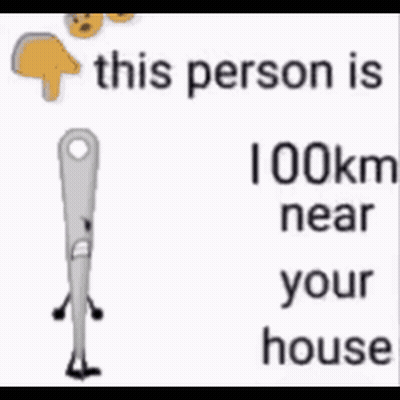 A Cartoon Character With Arms And Legs Is Standing Next To A Sign That Says 41 Kilometers Near Your House GIF