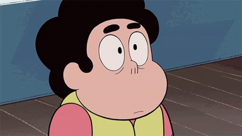 A Cartoon Character With Big Eyes And A Pink Shirt GIF