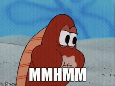 A Cartoon Character With Big Eyes And The Word Mhmm On The Bottom GIF